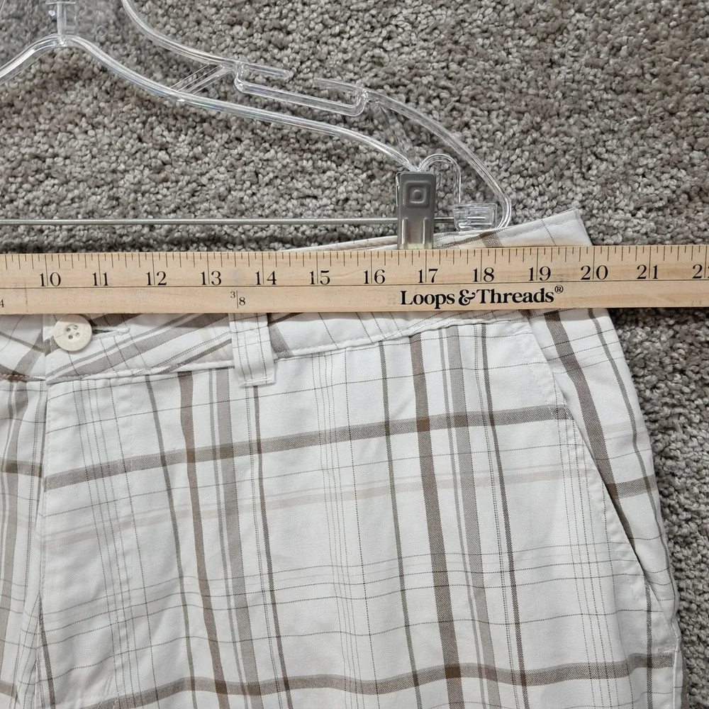 O'Neill Mens Plaid Hybrid Shorts Cream Brown Size 40 Casual Beachwear